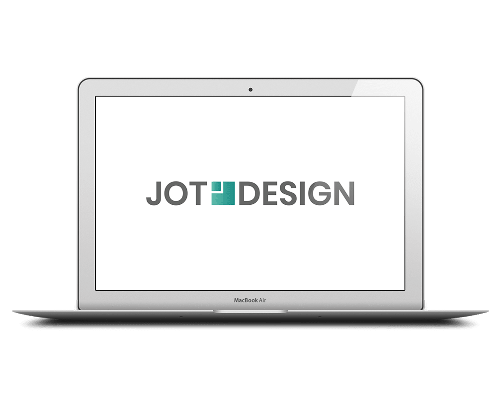 Logo der Web- und Grafikagentur jotdesign auf einem Macbook Air Display