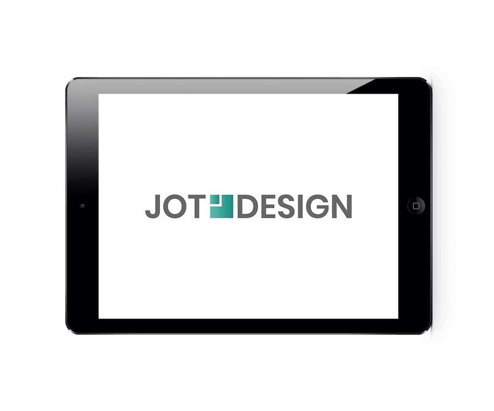 Logo der Web- und Grafikagentur jotdesign auf einem iPad