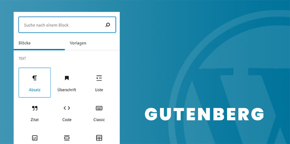 Oberfläche und Logo des WordPress Gutenberg-Editors